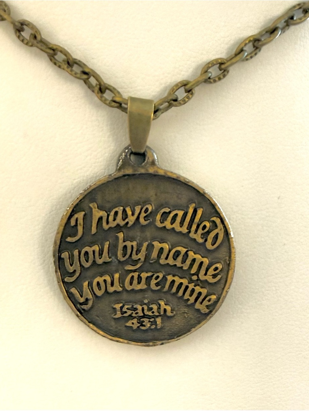 Sterling Silver Bronze Isaiah 43:1 Bible Verse Cross Pendant Necklace 18"
